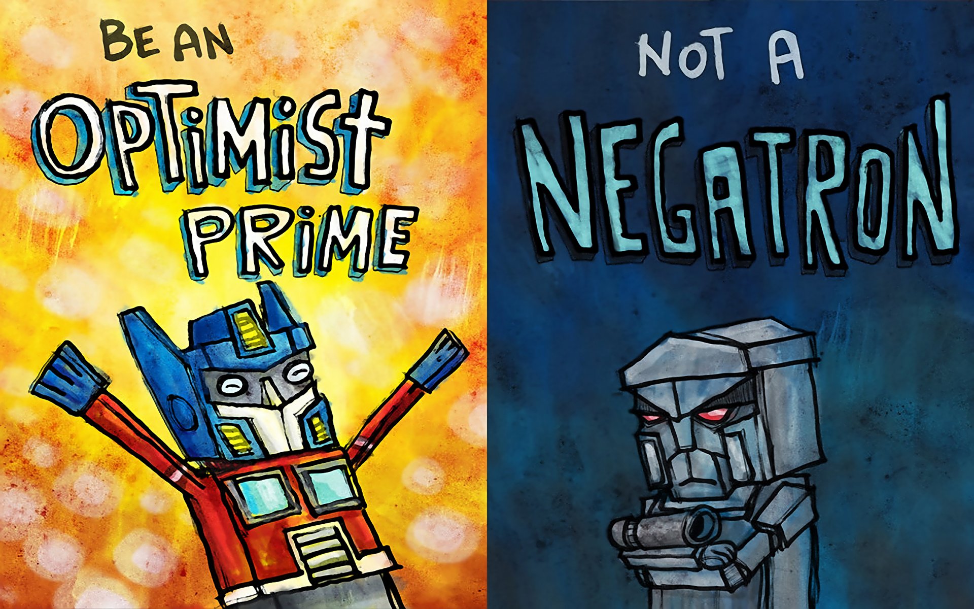 picture optimistic pessimistic optimus prime megatron transformers humor