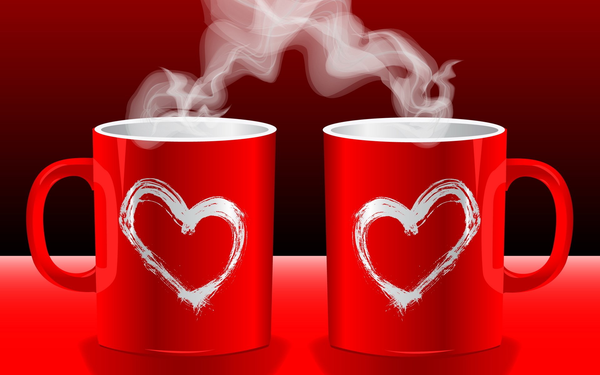 humeur tasse tasse coeurs amour couples chaud café thé rouge fond fond d écran