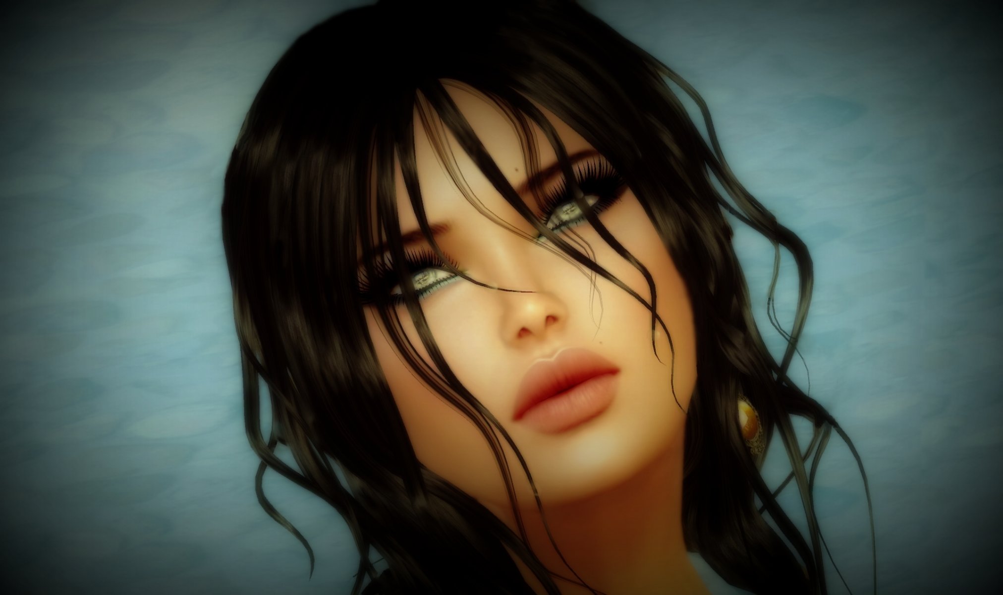 girl face hair view rendering background