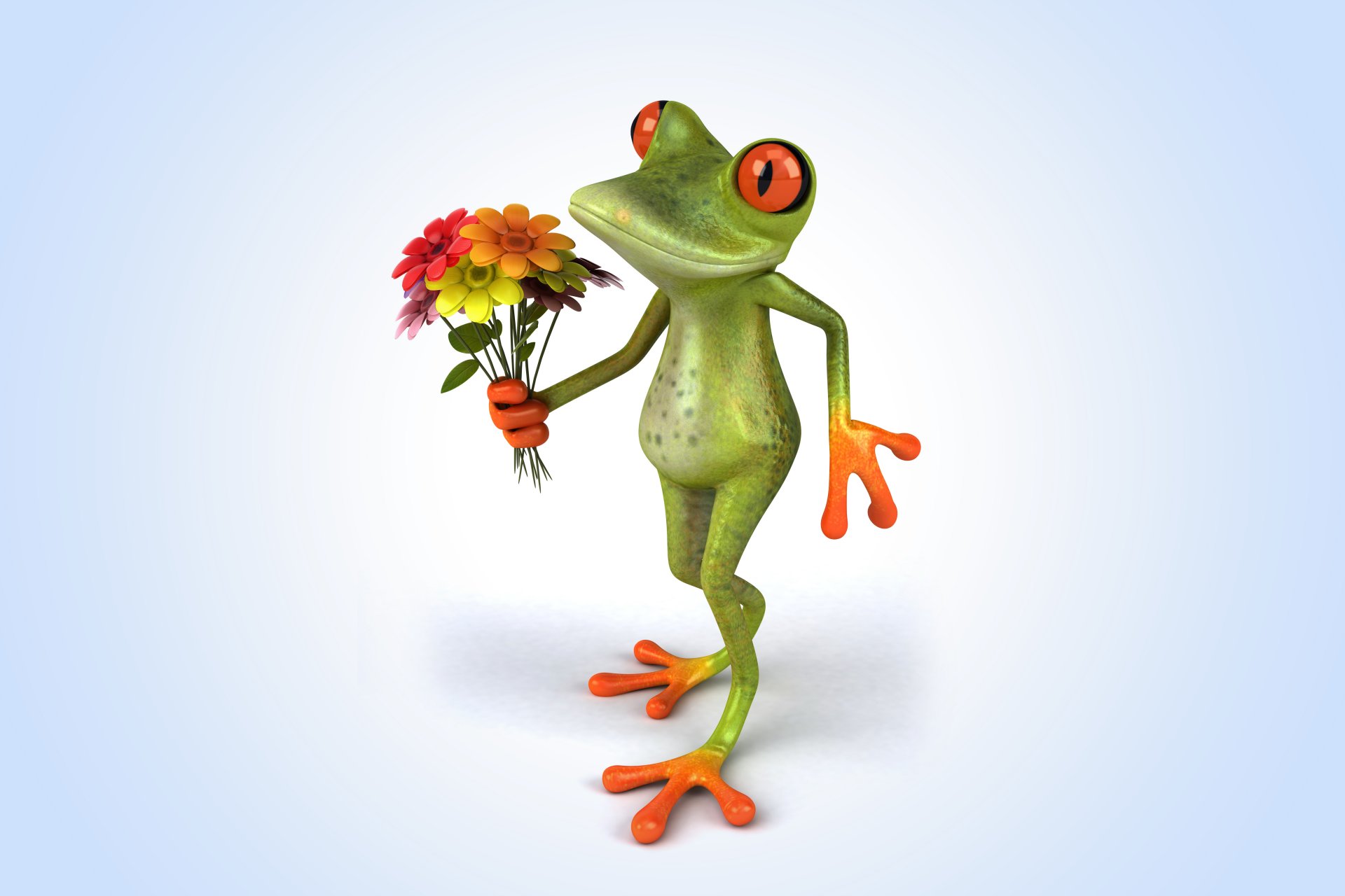 3d grenouille fleurs