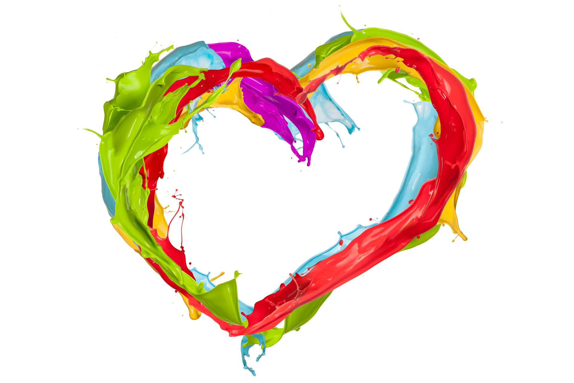 paint splash colors heart design spray