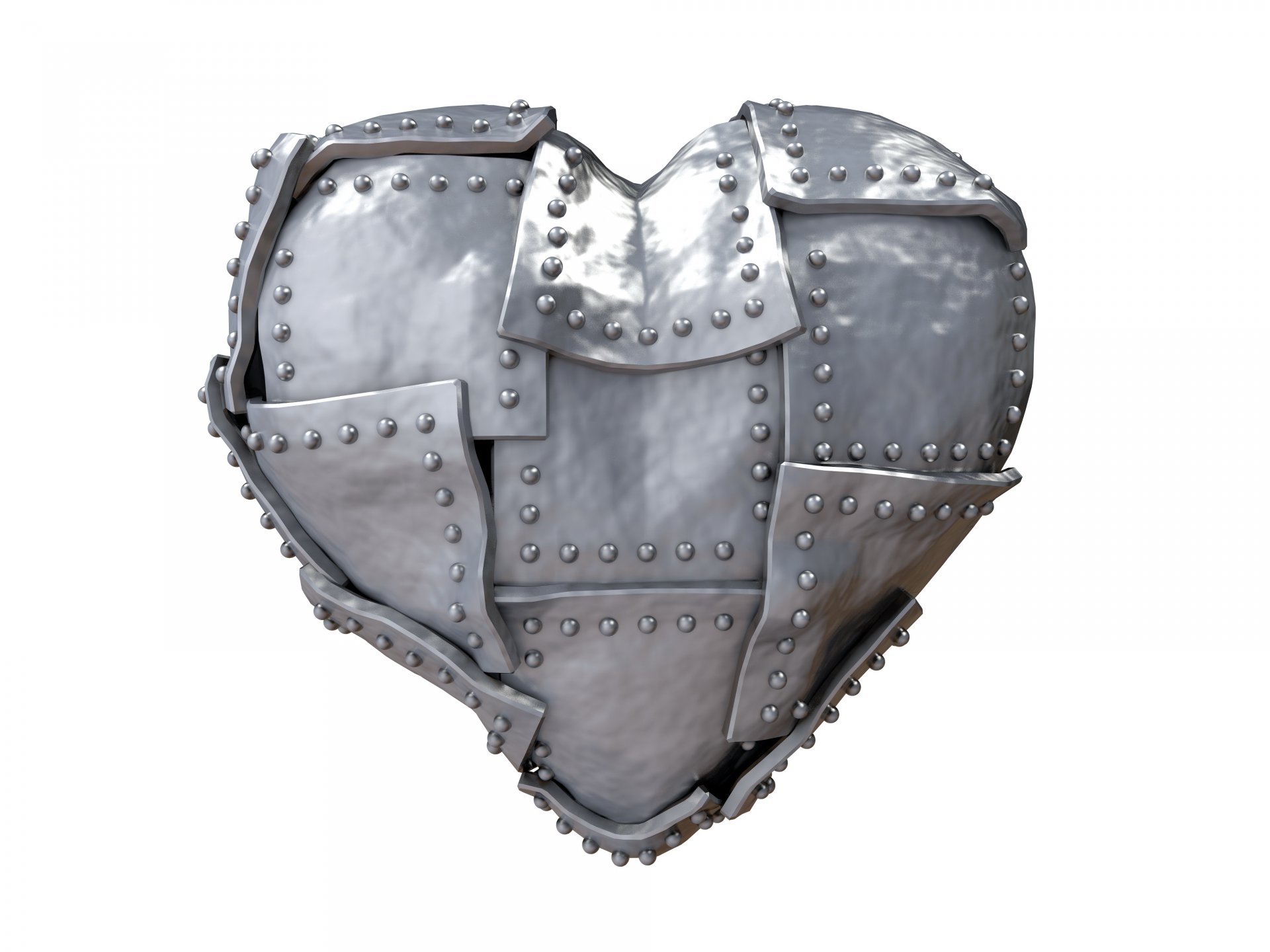 metal steel heart 3d iron rendering