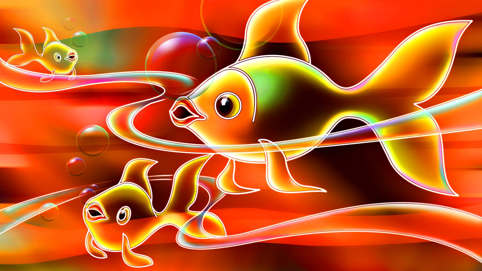 color lines fish fish aquarium abstraction