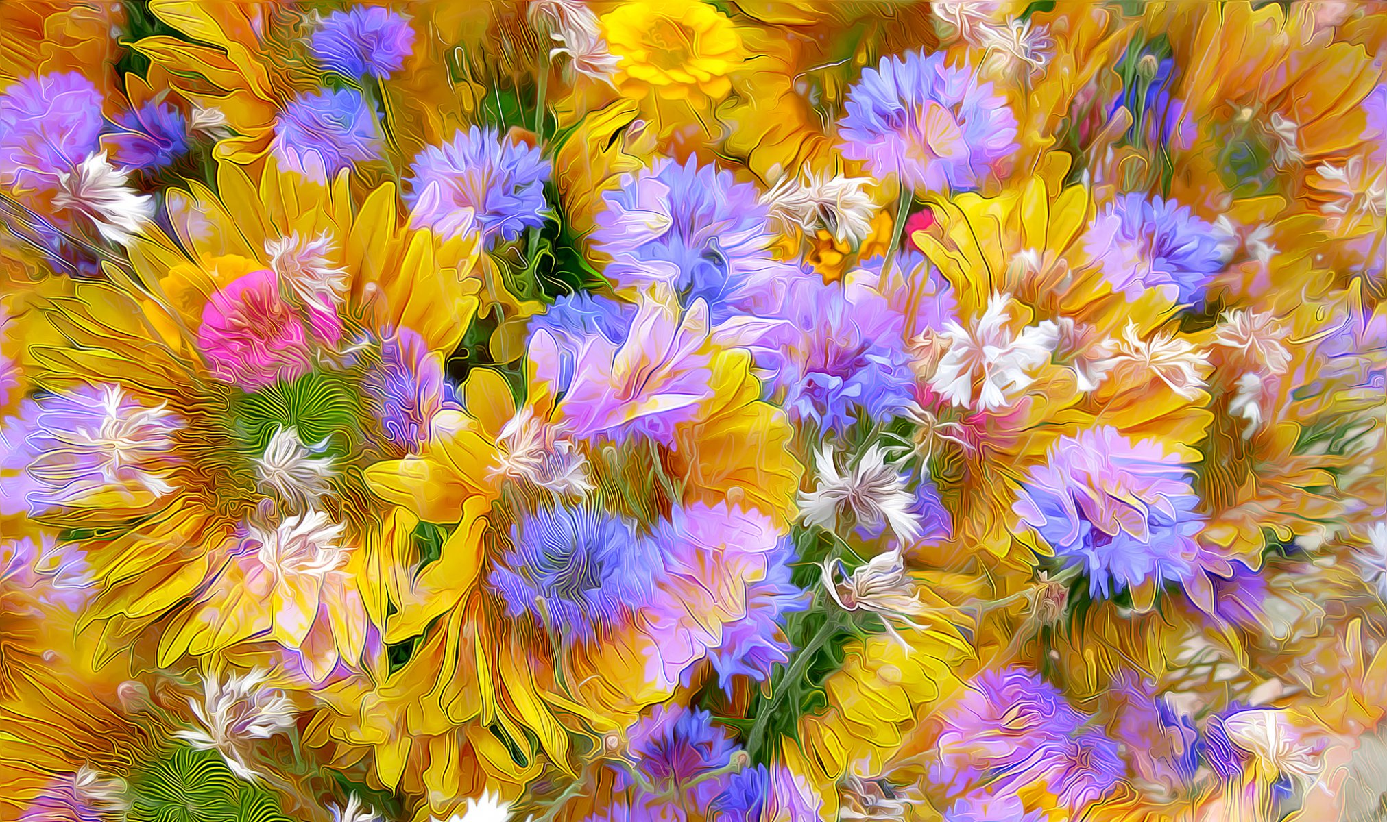 prato fiori petali aiuola natura