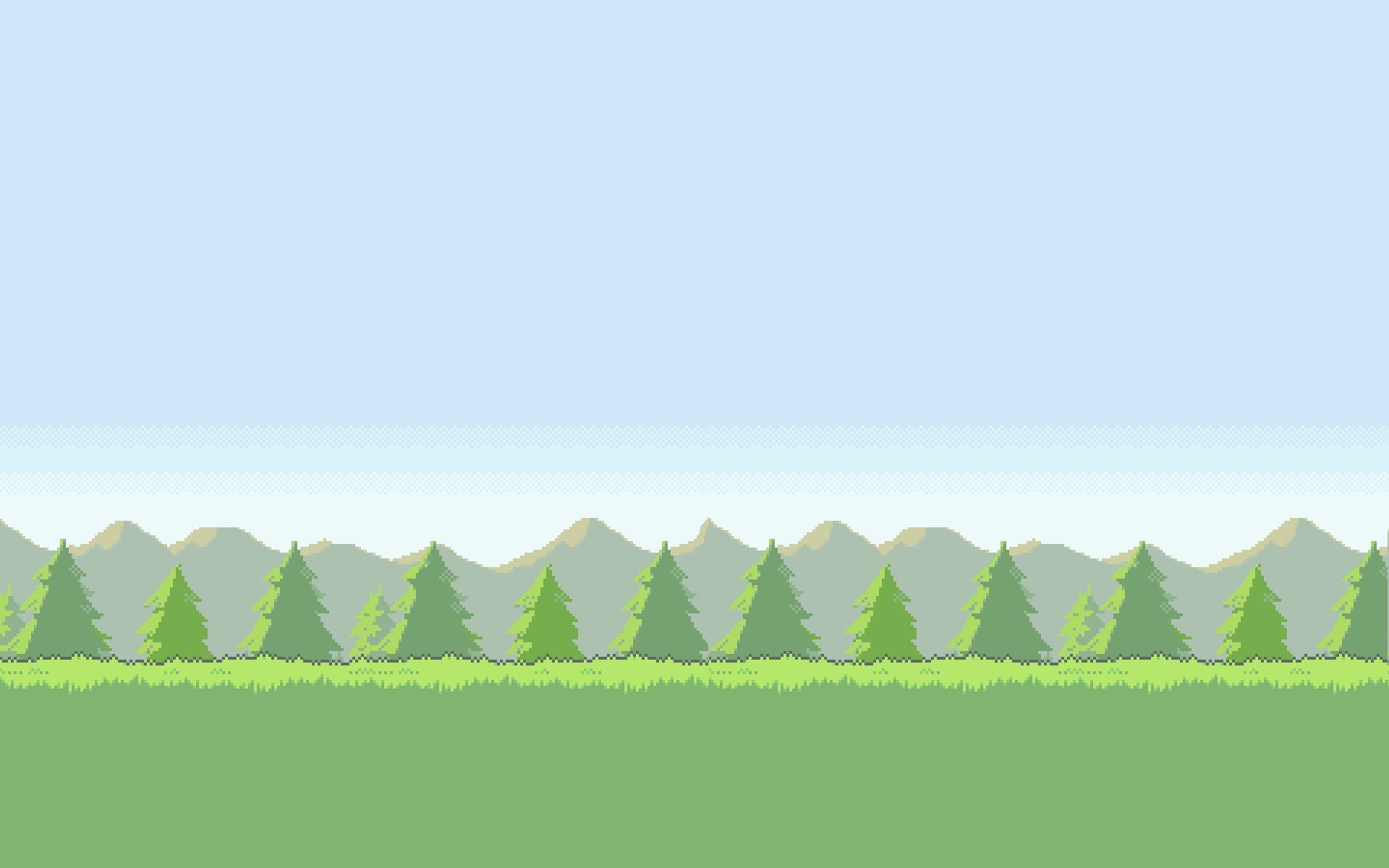 the field grass tree sky mountain 8-bit