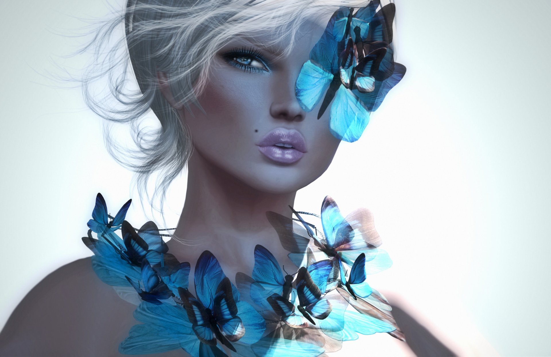 girl butterfly background