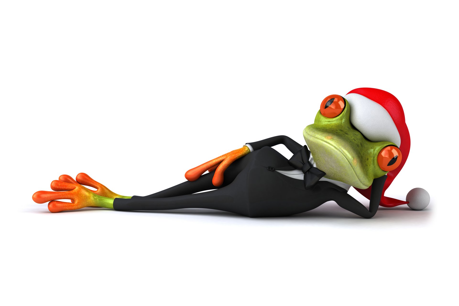 3d de grenouille de noël chapeau de père noël