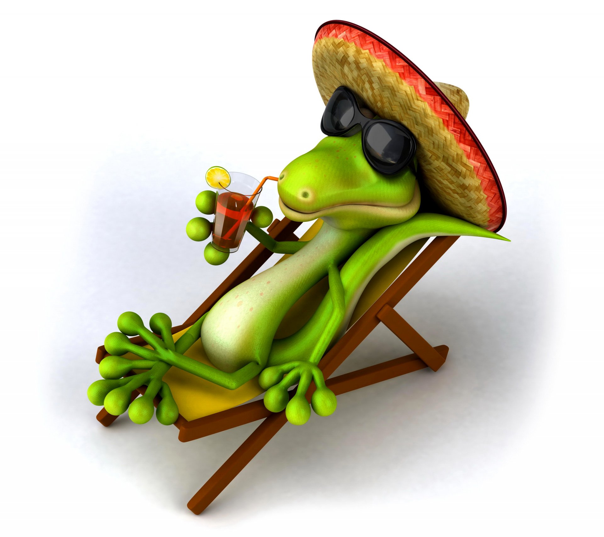 le crocodile chaise longue lunettes de soleil un chapeau des cocktails des loisirs des sombreros la station la relaxation