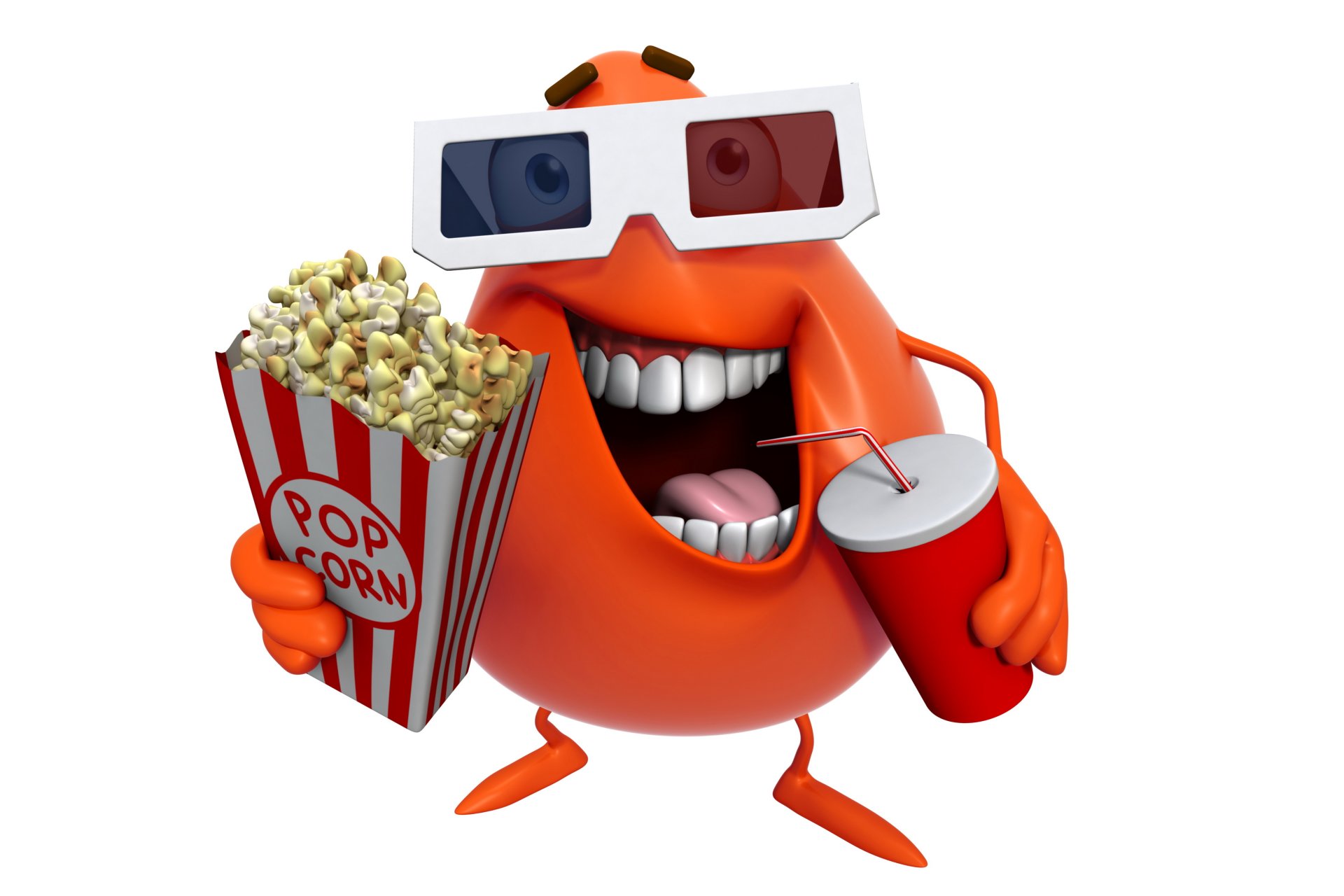 3d monster cartoon smile movie popcorn monster character