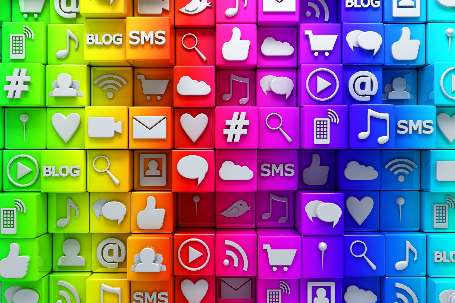 ocial media icons 3d cubes colorful social networks internet network