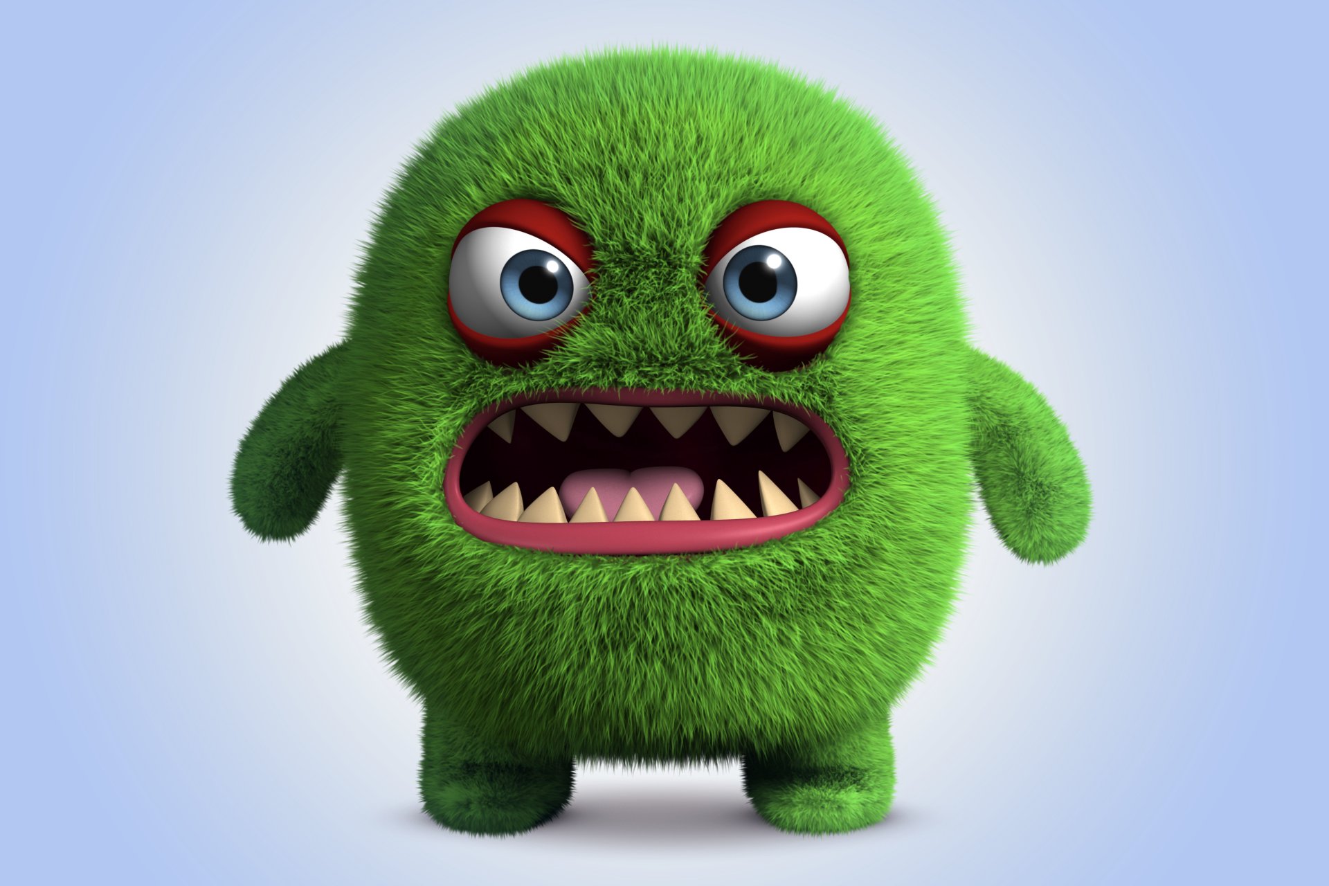 3d monster cartoon fluffy angry monster character