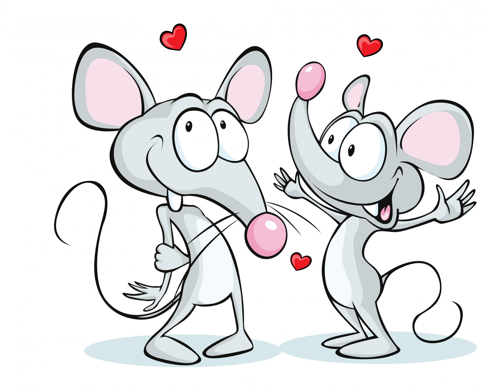 3d fond blanc amoureux de la souris coeurs amoureux de la souris coeurs