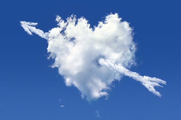 Graphic image of a cloud in the form of a heart with an arrow