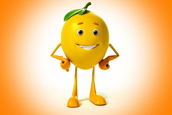 Le sourire du citron sur fond orange