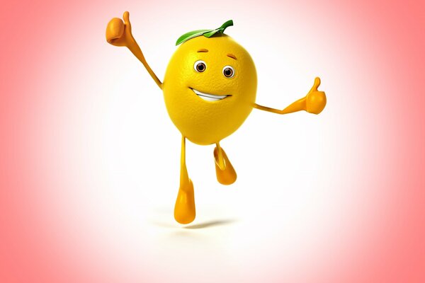 A cheerful lemon shows a gesture