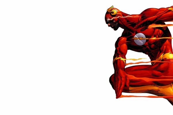 Superhero flash on a white background in a red suit