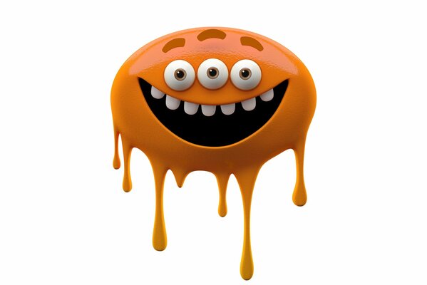 The orange monster laughs, the spot with the eyes laughs