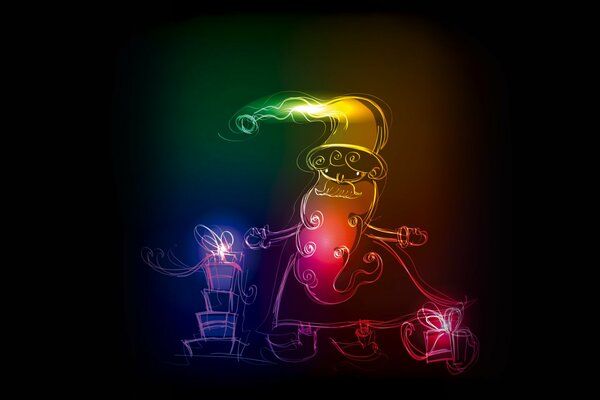 Christmas Colored Neon Santa