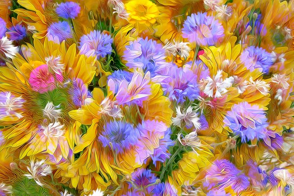 Schöne Blumen auf der Wiese. bunte Blumen