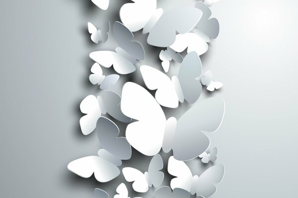 Rendering of an art object of butterflies on a white background