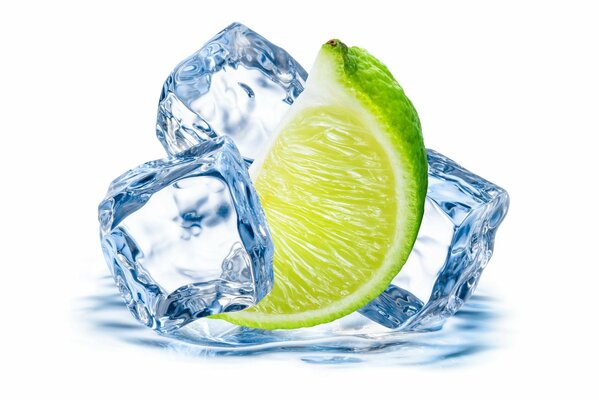 Volumetric lime wallpaper with ice