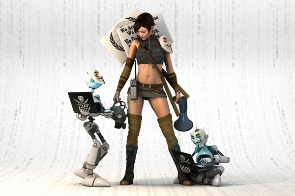 Petite amie sexy et des robots