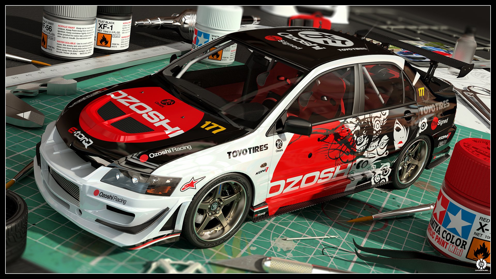 mitsubishi evo ix coche 3d mini modelo libro para colorear