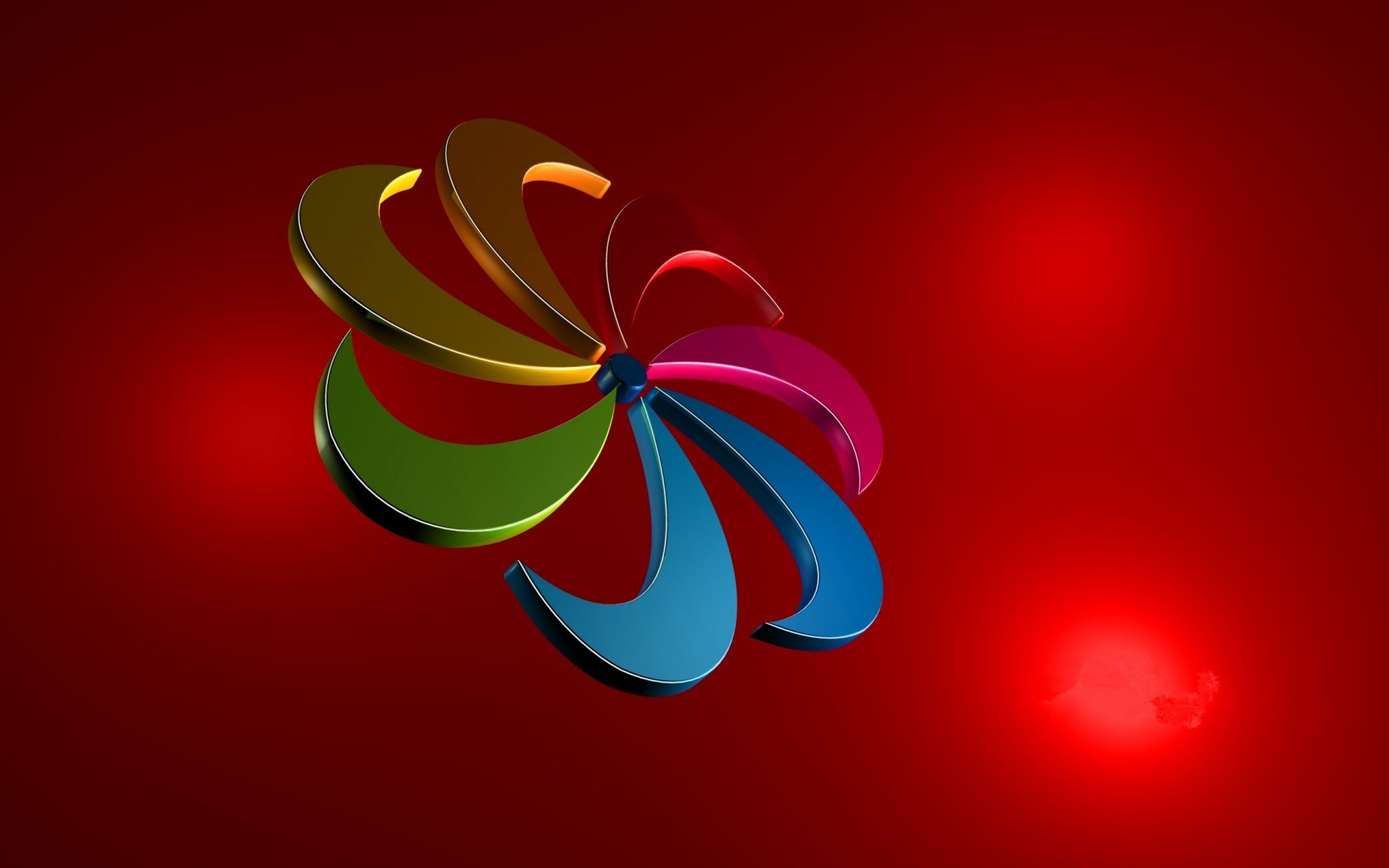 flower petals spiral abstract volume 3d flowers paint rainbow light highlight