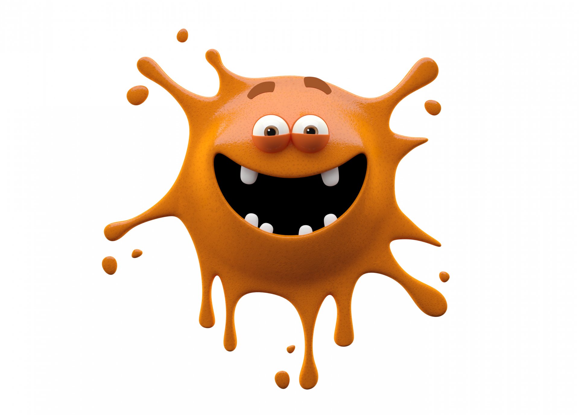 bright smiling monster on a white background monster orange blotch happine