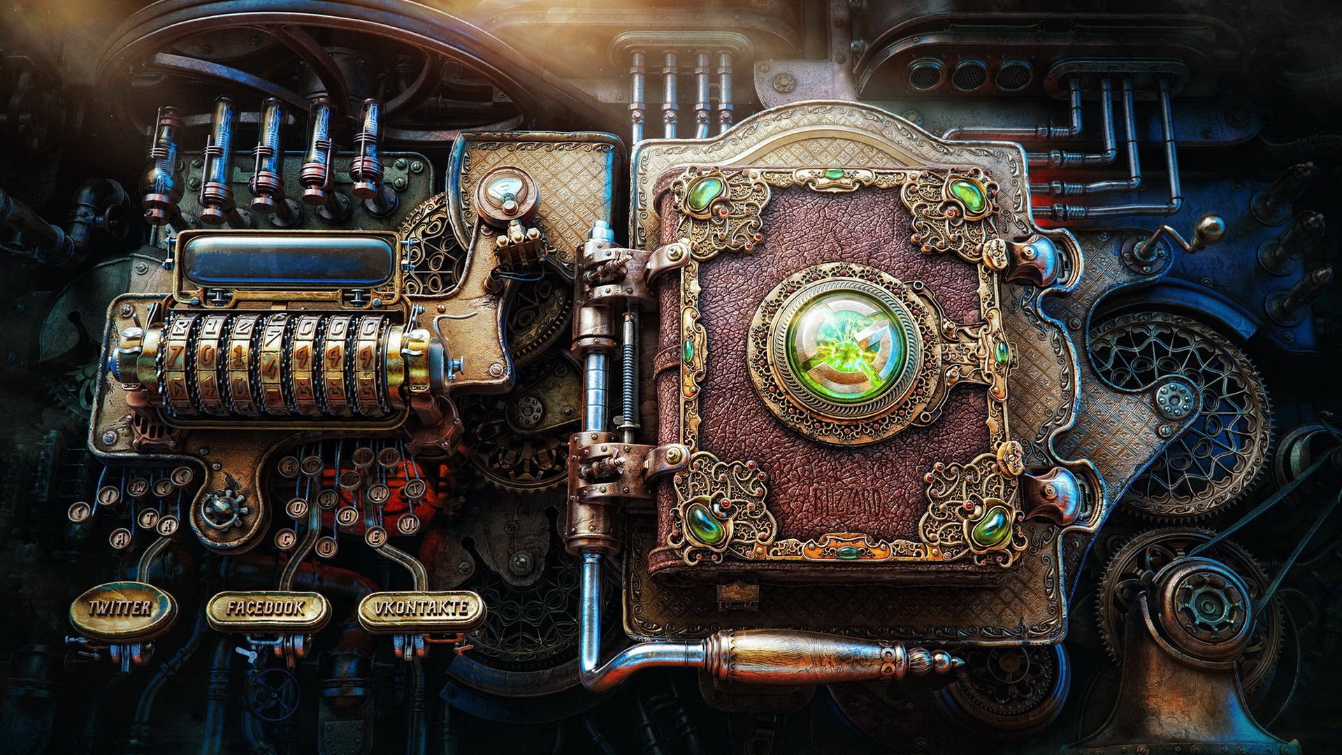 rendering steampunk fantascienza libro meccanismo alekscg alexander kuskov