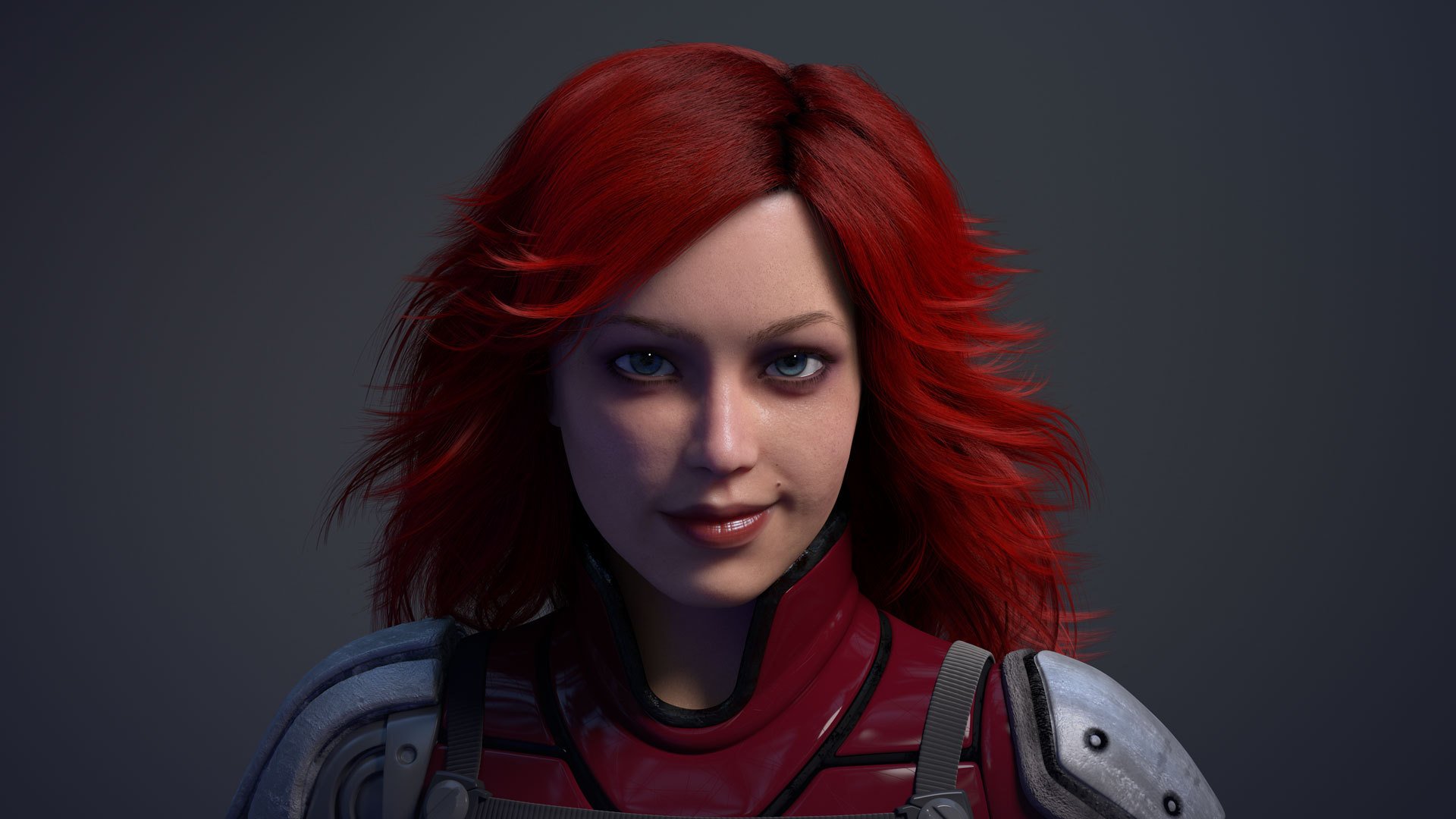 dram techno demo techno demo cryengine tressfx chica rubí gráficos por ordenador traje mirada sonrisa lunar labios rojo cabello