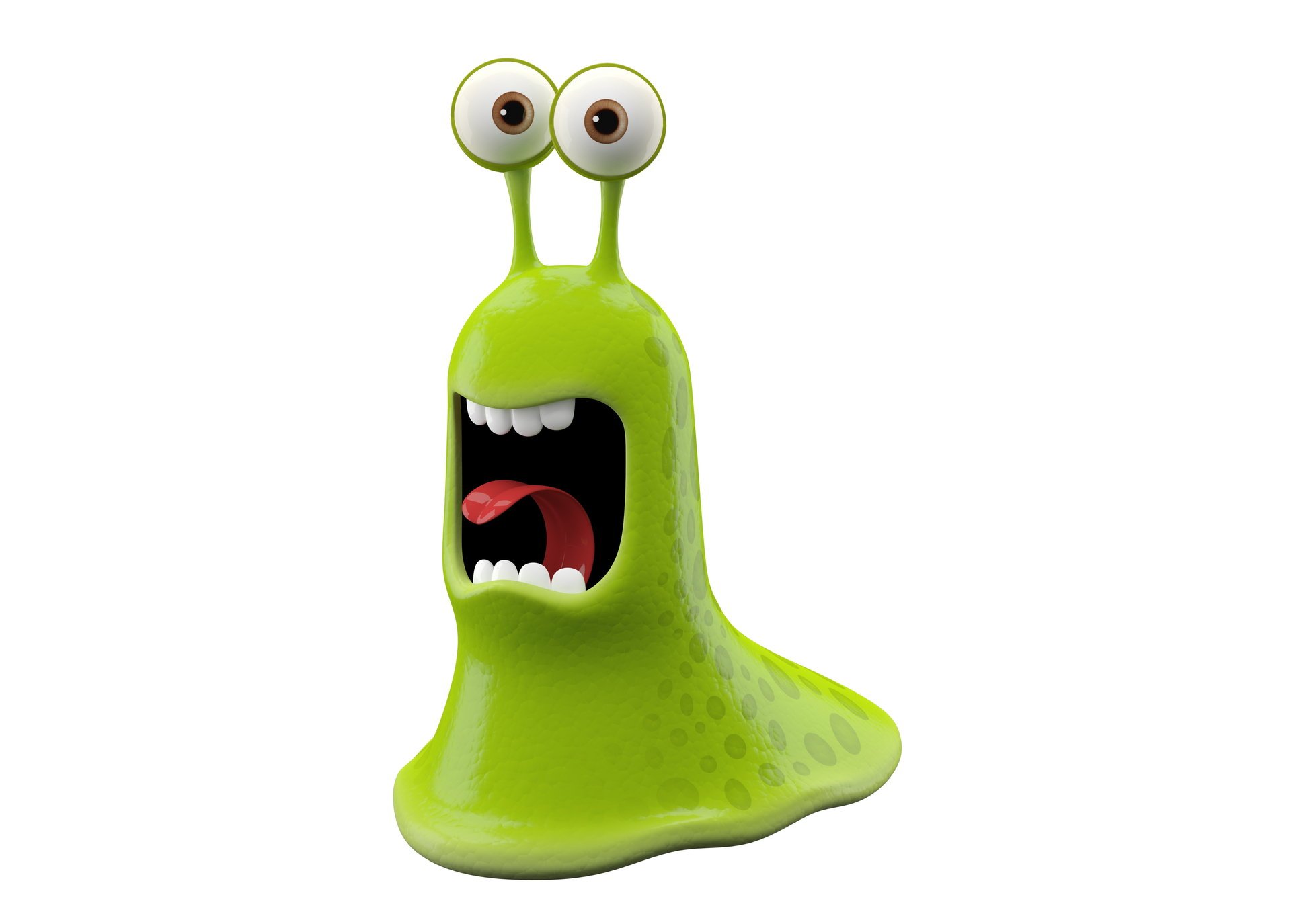 bright smiling monster on a white background green monster slug happiness monster green slimy joy