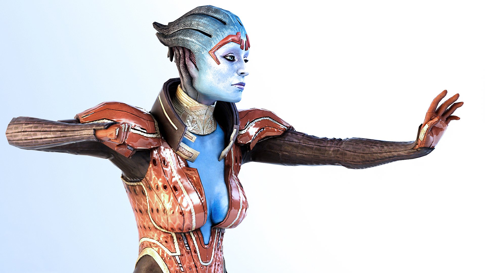 mass effect samara anzug stand einfacher hintergrund