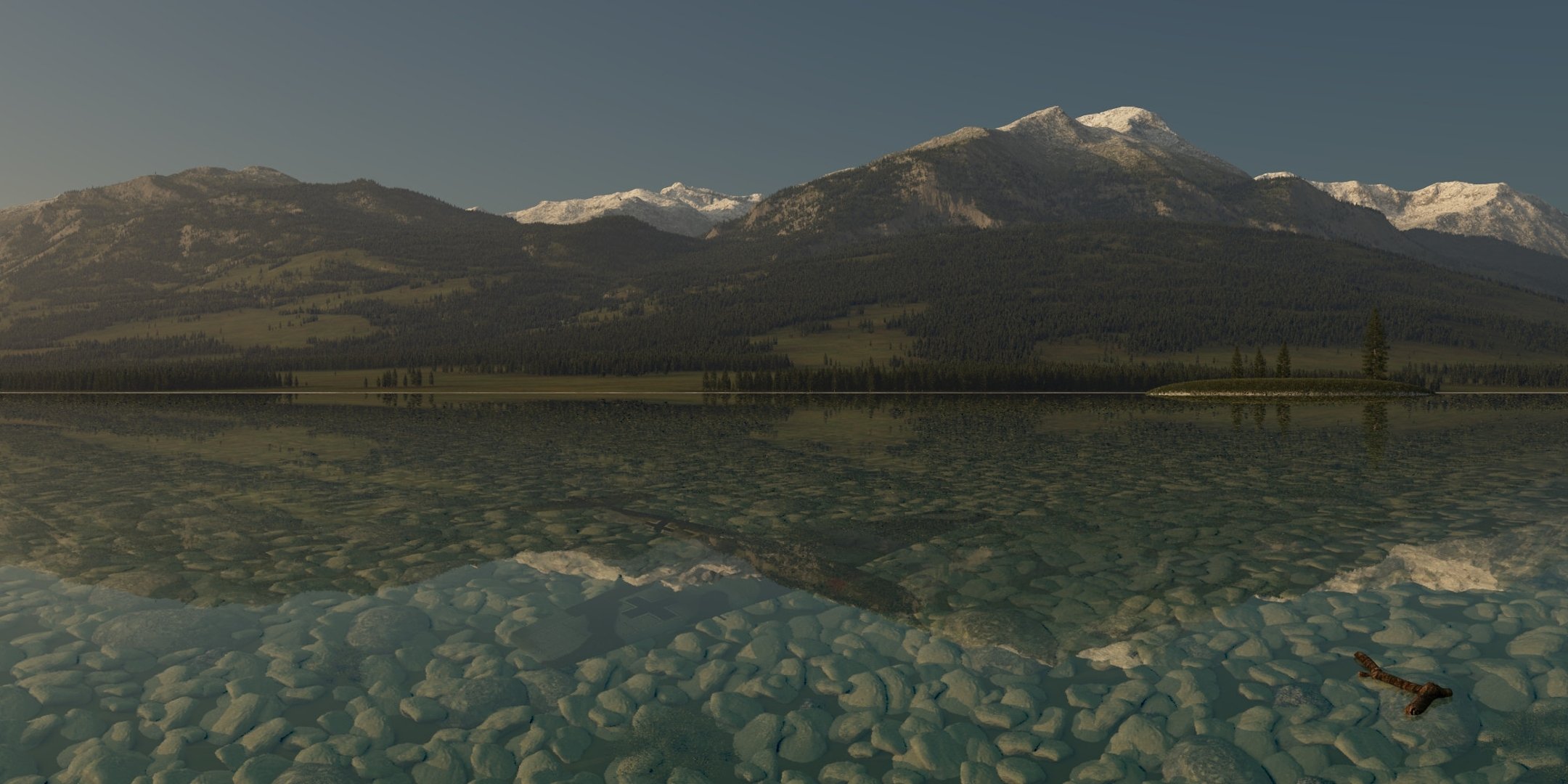 arte lago montaña colina agua piedras bosque