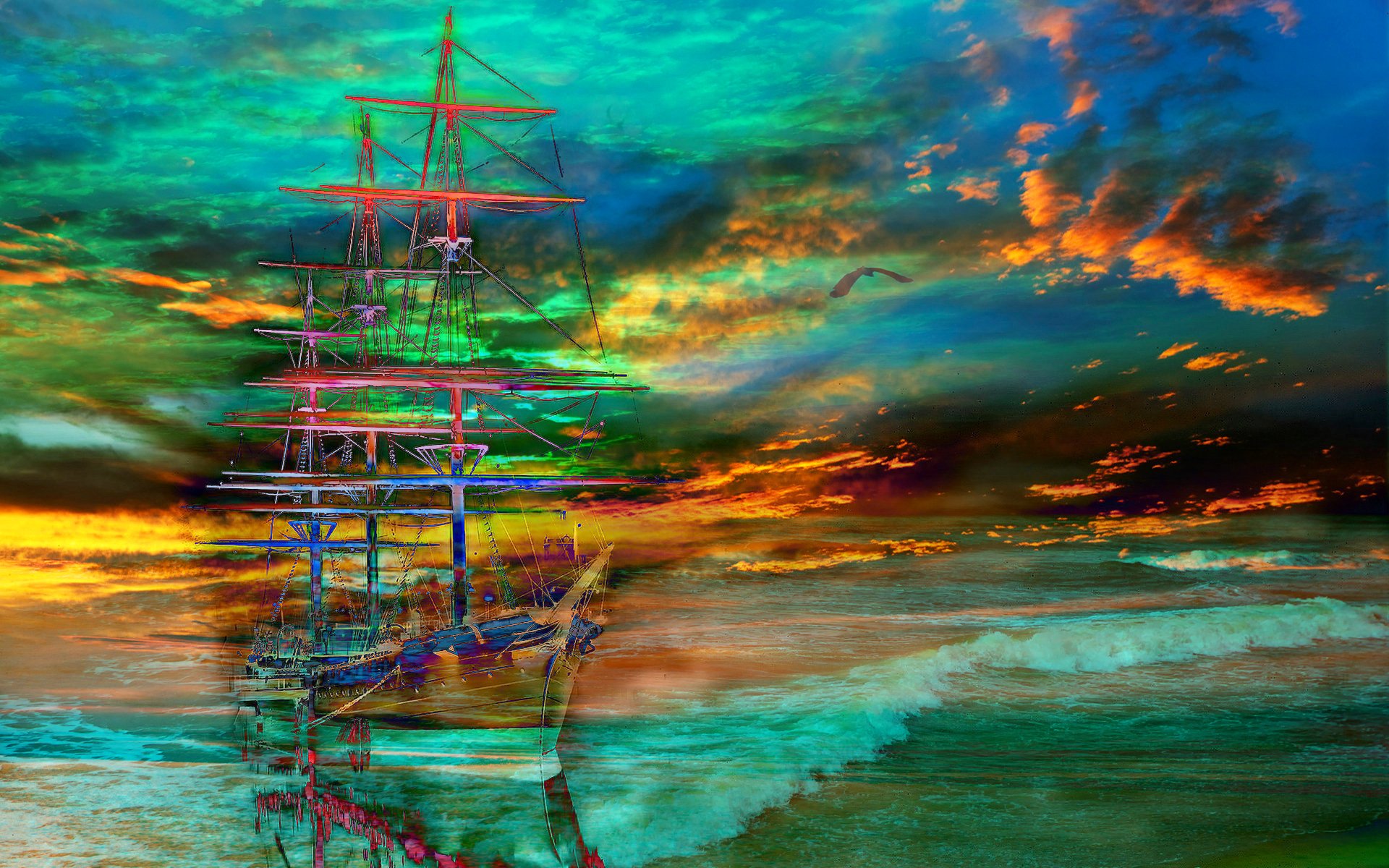 cielo nuvole mare nave barca a vela