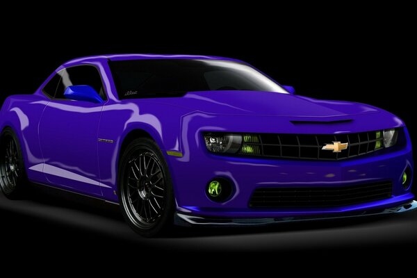 Violet chevrolet камаро sur fond noir