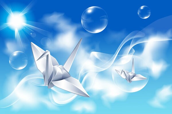 Origami, cygnes blancs image