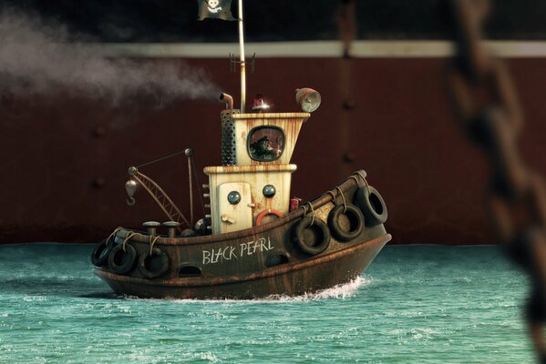 Tugboat black pearl in the work of Alexander Trevisan