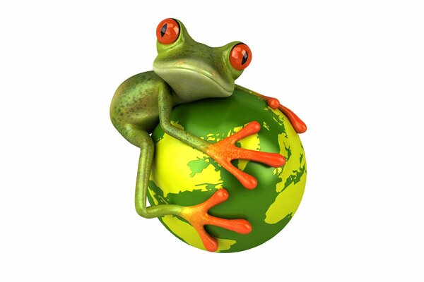 Green frog on the ball