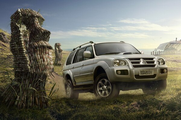 Mitsubishi pajero picture with a log