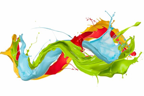 Splashes of paint on a white background