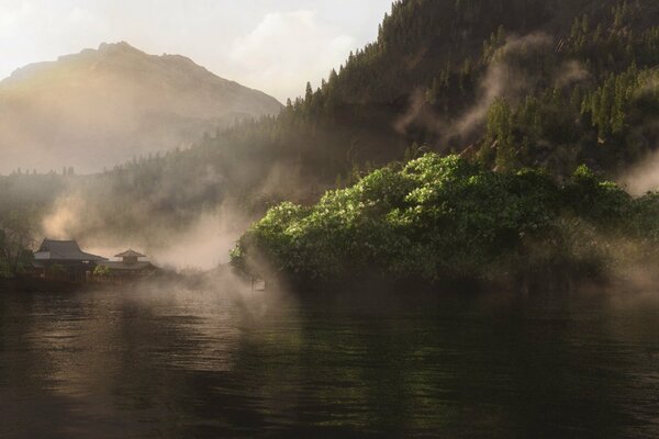 Green hills of Misty Lake