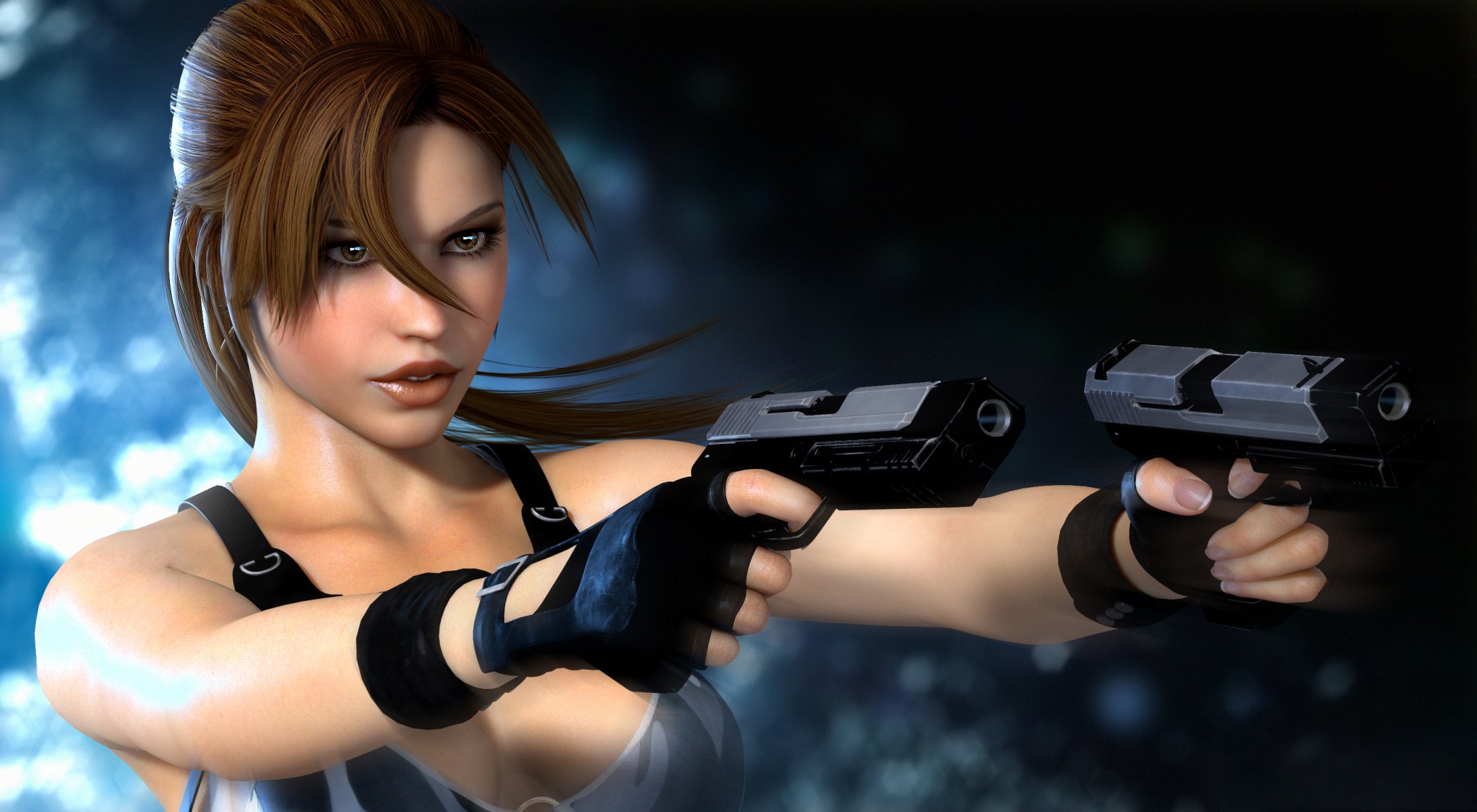 tomb raider lara croft dziewczyna broń blask wygląd