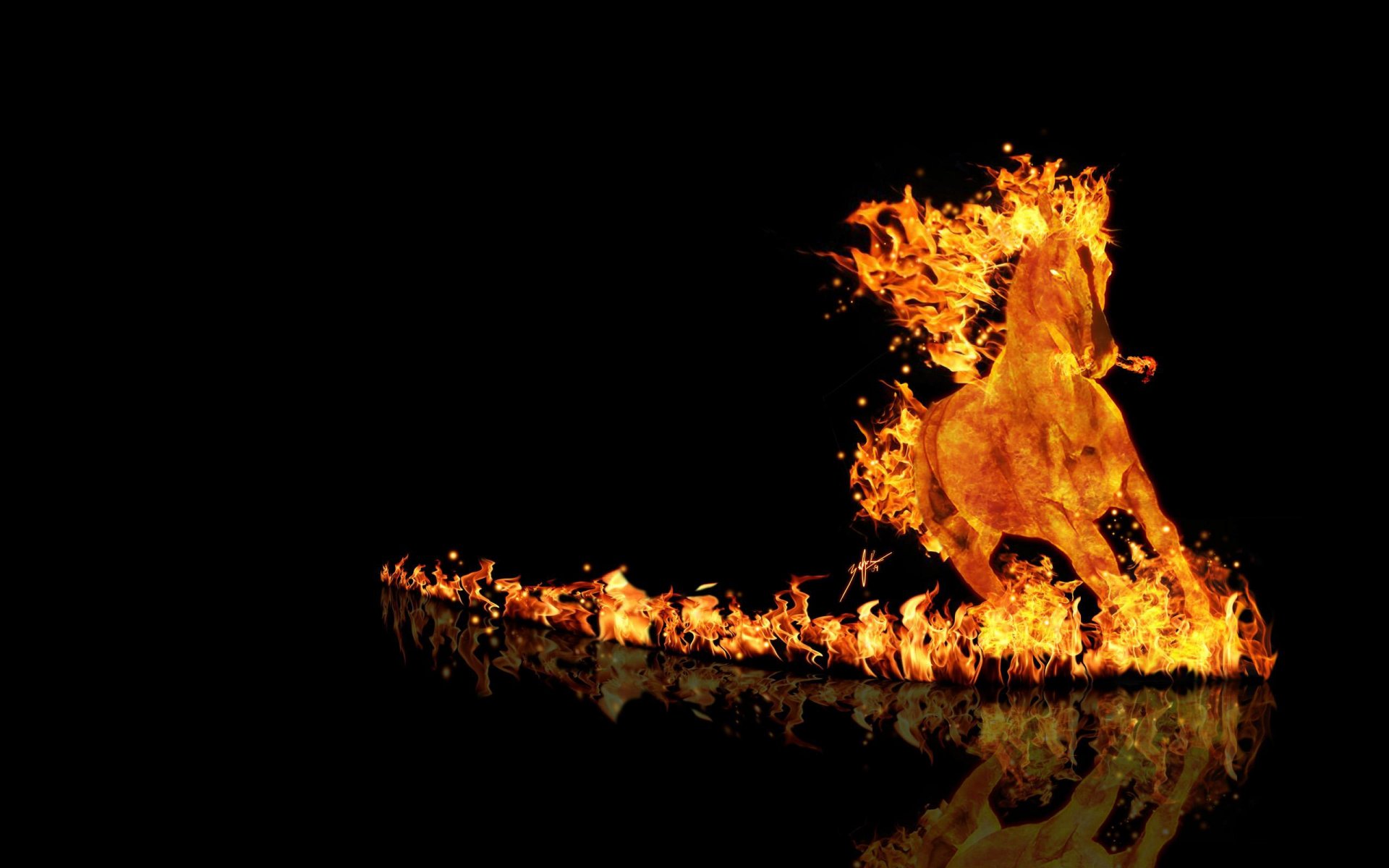 caballo correr fuego