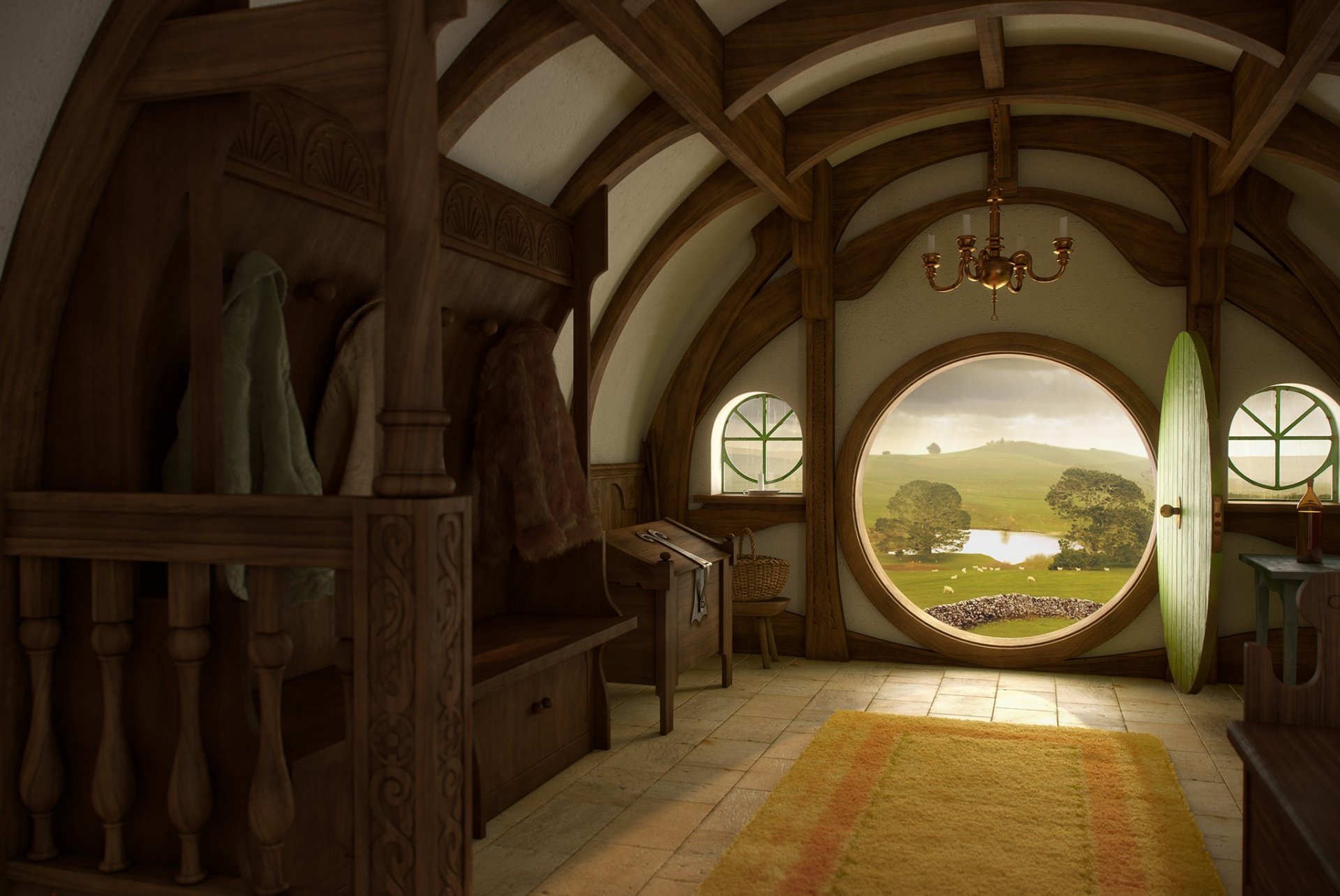 art hobbit lord of the rings shire burrow house interior door entrance