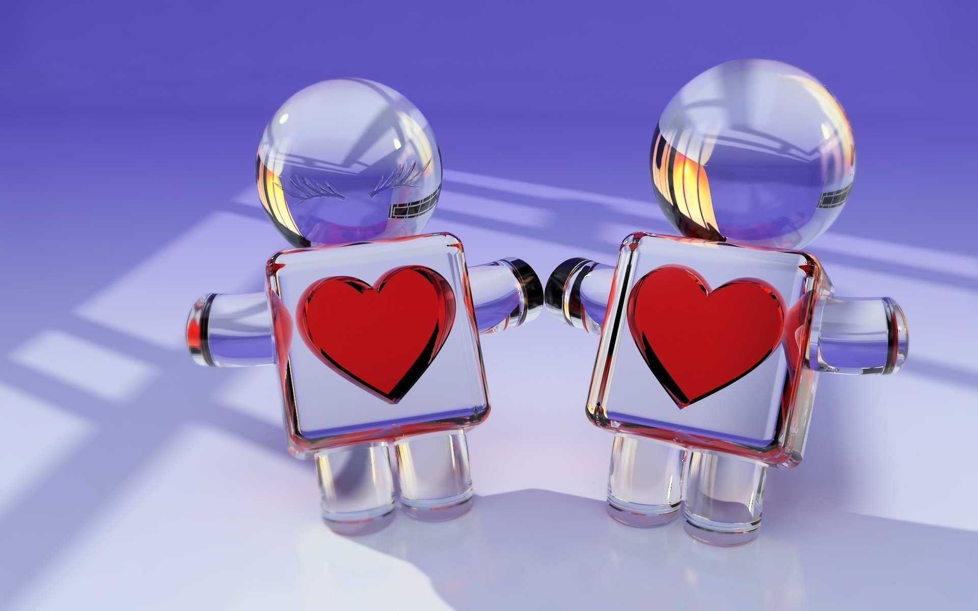 render men heart glass reflection