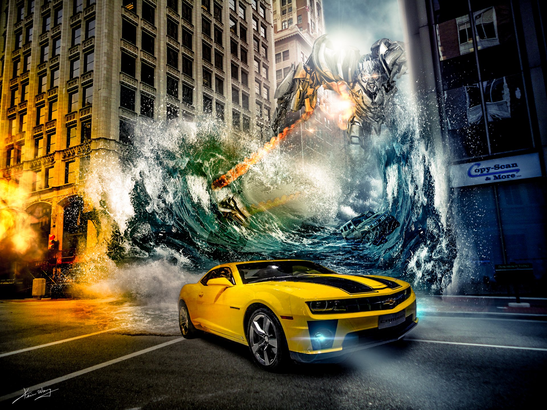 chevrolet camaro les transformateurs le robot la ville la machine l eau