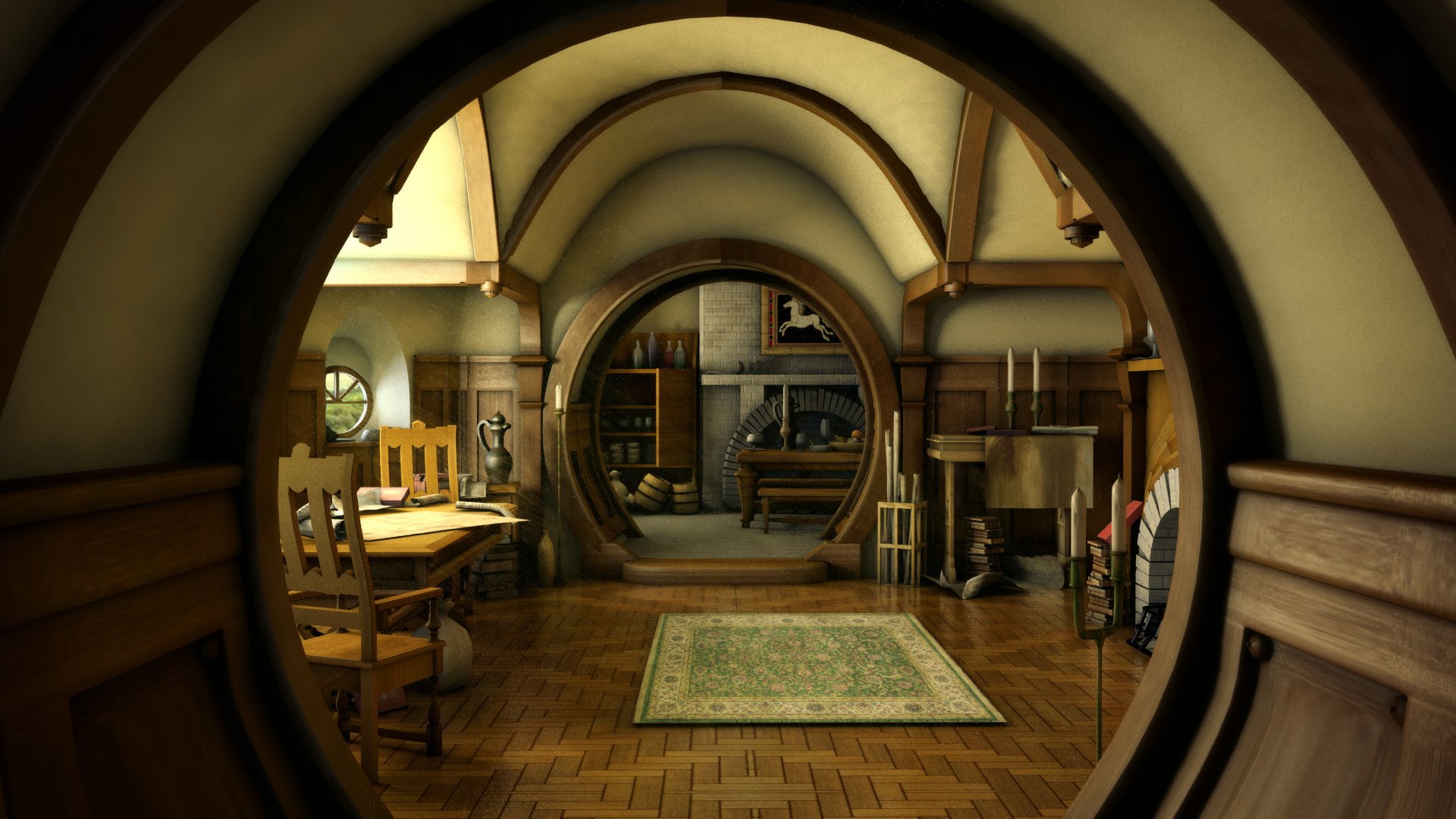 arte stephen donnet el señor de los anillos el hobbit comarca madriguera casa interior