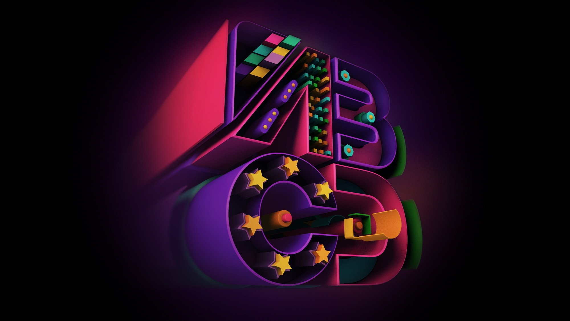 typowonder digital art letters abcd render