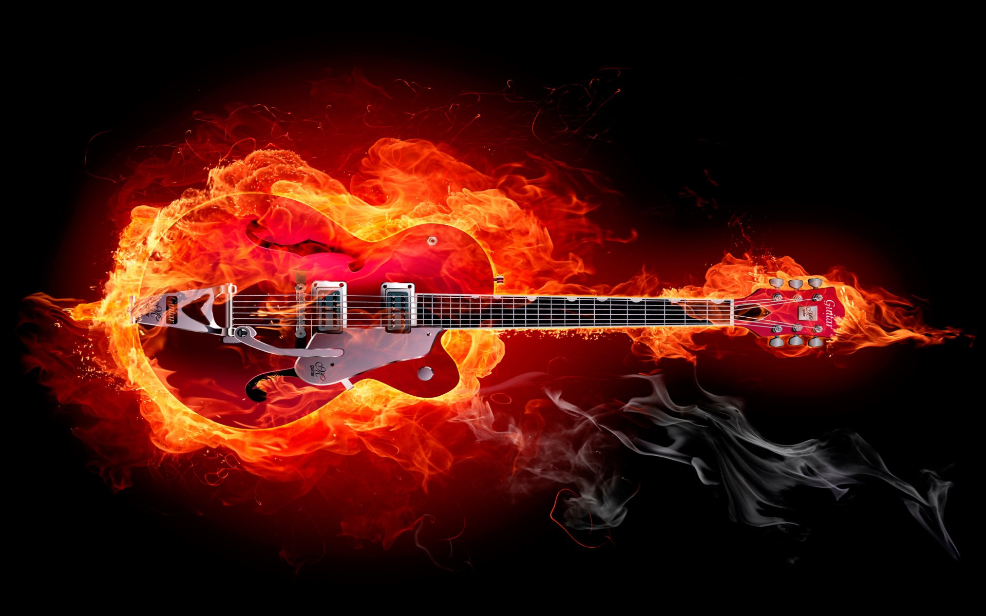 la guitare le rouge le feu